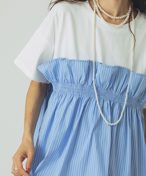 ROSE BUD(ローズバッド)の「【WEB・一部店舗限定】FRILL LAYERED TOP(Tシャツ/カットソー・レディース・ブラック/ベージュ/ホワイト・ONE SIZE)」の7枚目の写真