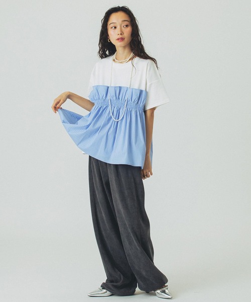 ROSE BUD(ローズバッド)の「【WEB・一部店舗限定】FRILL LAYERED TOP(Tシャツ/カットソー・レディース・ブラック/ベージュ/ホワイト・ONE SIZE)」の8枚目の写真
