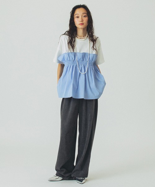 ROSE BUD(ローズバッド)の「【WEB・一部店舗限定】FRILL LAYERED TOP(Tシャツ/カットソー・レディース・ブラック/ベージュ/ホワイト・ONE SIZE)」の9枚目の写真