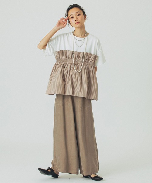 ROSE BUD(ローズバッド)の「【WEB・一部店舗限定】FRILL LAYERED TOP(Tシャツ/カットソー・レディース・ブラック/ベージュ/ホワイト・ONE SIZE)」の19枚目の写真