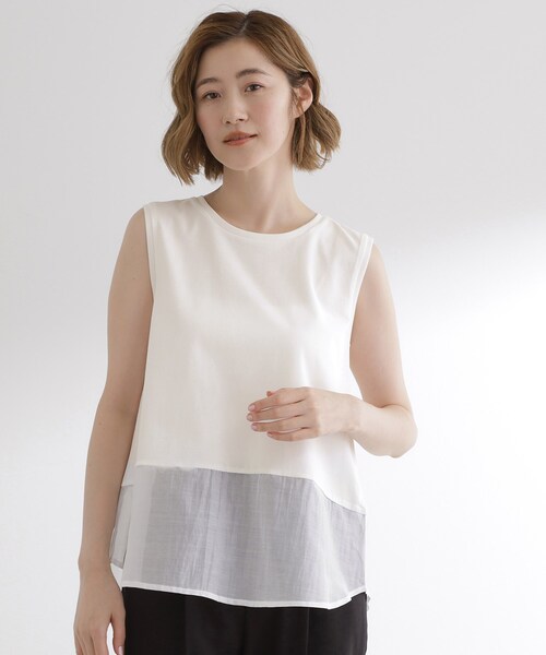 grove(グローブ)の「裾切替レイヤードタンク(タンクトップ・レディース・ブルー系その他4/ホワイト系5/オフホワイト・03/02/01/04/05)」の4枚目の写真