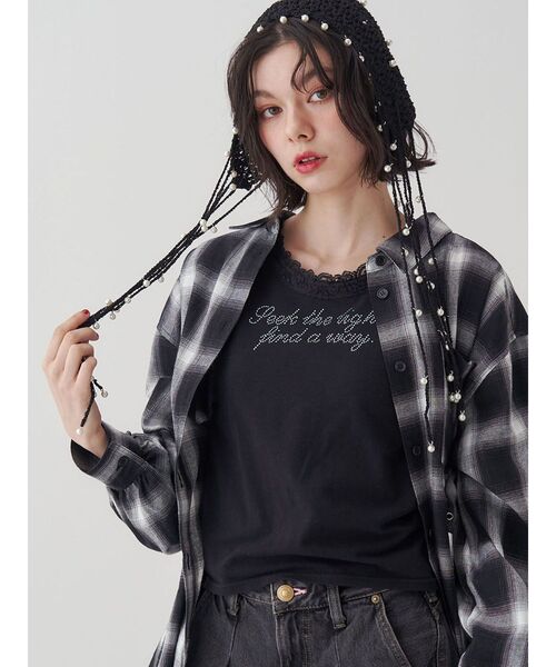 jouetie（ジュエティ）の「レースラインストーンロゴタンクトップ（タンクトップ・レディース・レッド/その他2/ブラック/オフホワイト・MEDIUM）」の18枚目の写真