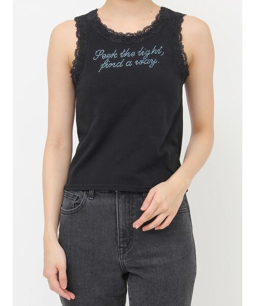 jouetie（ジュエティ）の「レースラインストーンロゴタンクトップ（タンクトップ・レディース・レッド/その他2/ブラック/オフホワイト・MEDIUM）」の10枚目の写真