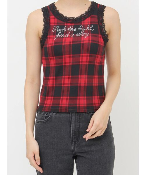 jouetie（ジュエティ）の「レースラインストーンロゴタンクトップ（タンクトップ・レディース・レッド/その他2/ブラック/オフホワイト・MEDIUM）」の11枚目の写真