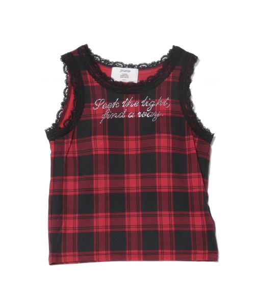 jouetie（ジュエティ）の「レースラインストーンロゴタンクトップ（タンクトップ・レディース・レッド/その他2/ブラック/オフホワイト・MEDIUM）」の3枚目の写真