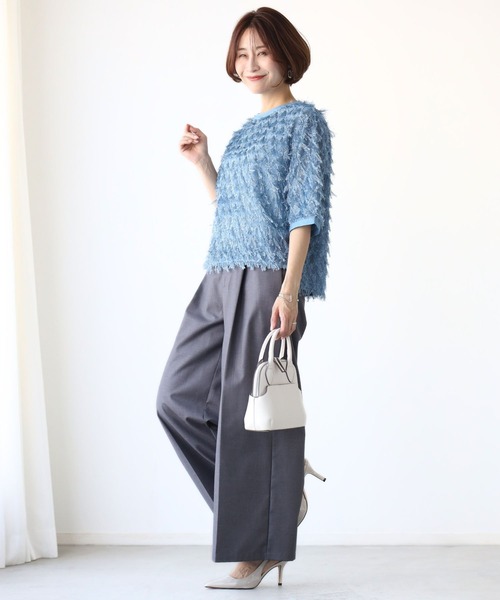Ehre style(エーレスタイル)の「Tシャツ卒業!私の主役服フリンジトップス(シャツ/ブラウス・レディース・ブルー/ホワイト/ブラック・FREE)」の7枚目の写真