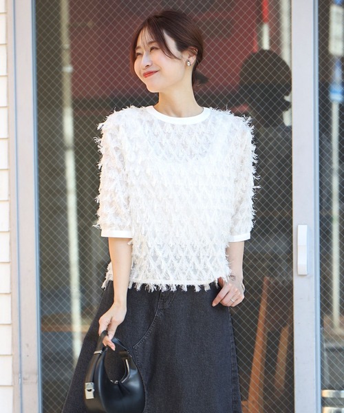 Ehre style(エーレスタイル)の「Tシャツ卒業!私の主役服フリンジトップス(シャツ/ブラウス・レディース・ブルー/ホワイト/ブラック・FREE)」の15枚目の写真