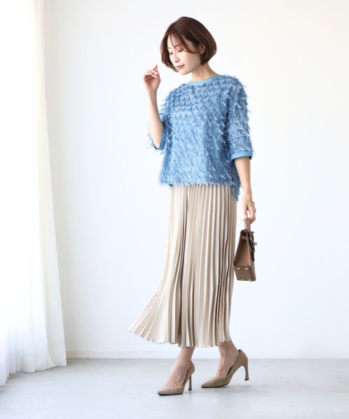 Ehre style(エーレスタイル)の「Tシャツ卒業!私の主役服フリンジトップス(シャツ/ブラウス・レディース・ブルー/ホワイト/ブラック・FREE)」の17枚目の写真