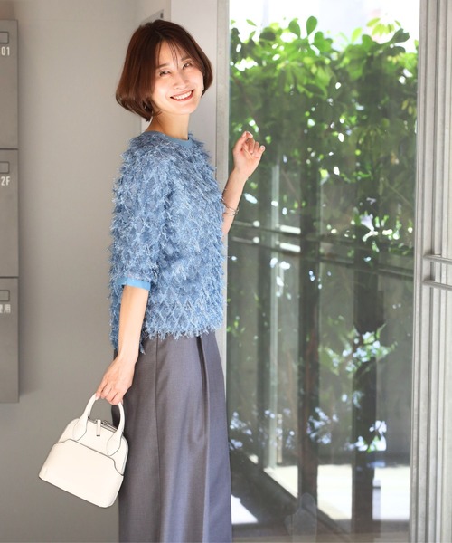 Ehre style(エーレスタイル)の「Tシャツ卒業!私の主役服フリンジトップス(シャツ/ブラウス・レディース・ブルー/ホワイト/ブラック・FREE)」の19枚目の写真