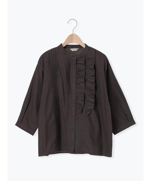 Samansa Mos2（サマンサ モスモス）の「フリルアシンメトリーブラウス（シャツ/ブラウス・レディース・ベージュ/レッド/ブラック/チャコールグレー・F）」の2枚目の写真