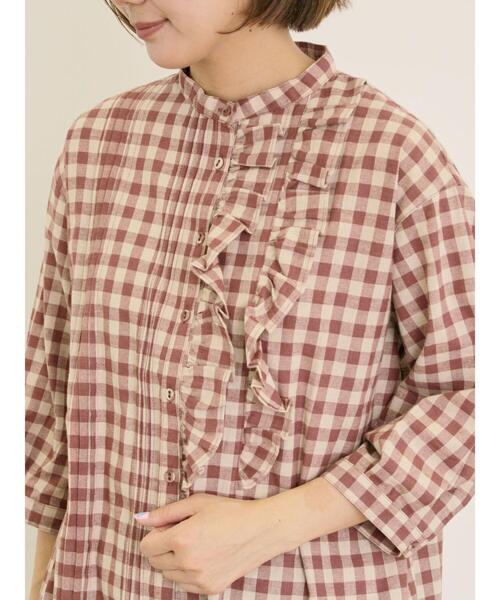 Samansa Mos2（サマンサ モスモス）の「フリルアシンメトリーブラウス（シャツ/ブラウス・レディース・ベージュ/レッド/ブラック/チャコールグレー・F）」の5枚目の写真