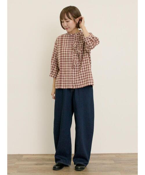 Samansa Mos2（サマンサ モスモス）の「フリルアシンメトリーブラウス（シャツ/ブラウス・レディース・ベージュ/レッド/ブラック/チャコールグレー・F）」の7枚目の写真