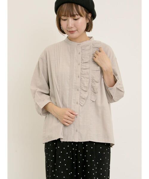 Samansa Mos2（サマンサ モスモス）の「フリルアシンメトリーブラウス（シャツ/ブラウス・レディース・ベージュ/レッド/ブラック/チャコールグレー・F）」の13枚目の写真