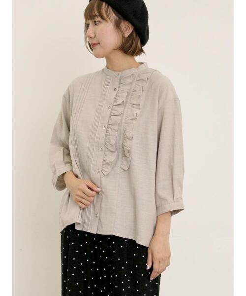 Samansa Mos2（サマンサ モスモス）の「フリルアシンメトリーブラウス（シャツ/ブラウス・レディース・ベージュ/レッド/ブラック/チャコールグレー・F）」の14枚目の写真