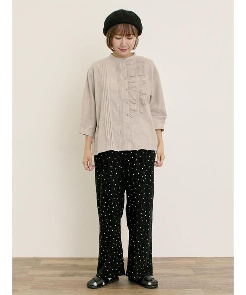 Samansa Mos2（サマンサ モスモス）の「フリルアシンメトリーブラウス（シャツ/ブラウス・レディース・ベージュ/レッド/ブラック/チャコールグレー・F）」の15枚目の写真