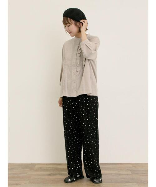 Samansa Mos2（サマンサ モスモス）の「フリルアシンメトリーブラウス（シャツ/ブラウス・レディース・ベージュ/レッド/ブラック/チャコールグレー・F）」の16枚目の写真