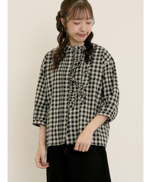 Samansa Mos2（サマンサ モスモス）の「フリルアシンメトリーブラウス（シャツ/ブラウス・レディース・ベージュ/レッド/ブラック/チャコールグレー・F）」の20枚目の写真