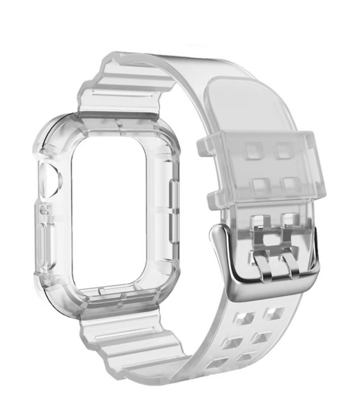 CALIFORNIA OUTFITTERS(カリフォルニア アウトフィッターズ)の「8B3 クリアスマートウォッチ Apple Watchバンド ケース一体型ベルト 38mm 40mm 41mm 42mm 44mm 45mm(デジタル腕時計・レディース・ブラック/クリア・38-41mm/42-45mm)」の3枚目の写真