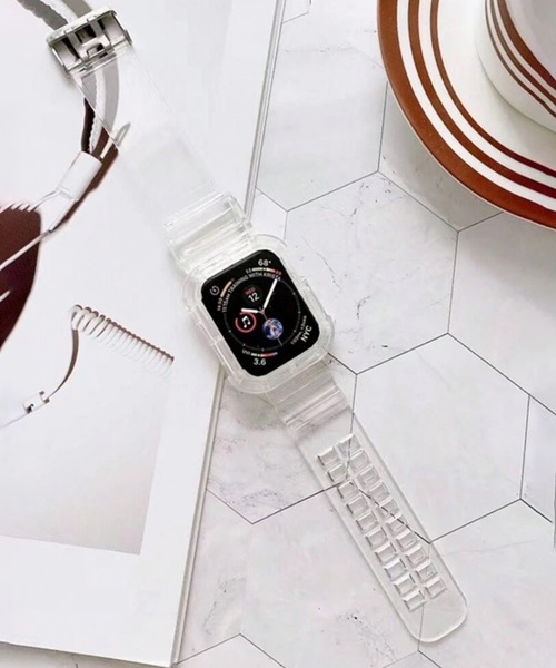 CALIFORNIA OUTFITTERS(カリフォルニア アウトフィッターズ)の「8B3 クリアスマートウォッチ Apple Watchバンド ケース一体型ベルト 38mm 40mm 41mm 42mm 44mm 45mm(デジタル腕時計・レディース・ブラック/クリア・38-41mm/42-45mm)」の8枚目の写真