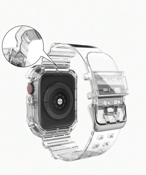 CALIFORNIA OUTFITTERS(カリフォルニア アウトフィッターズ)の「8B3 クリアスマートウォッチ Apple Watchバンド ケース一体型ベルト 38mm 40mm 41mm 42mm 44mm 45mm(デジタル腕時計・レディース・ブラック/クリア・38-41mm/42-45mm)」の5枚目の写真