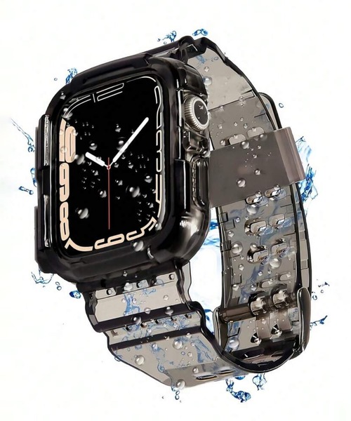 CALIFORNIA OUTFITTERS(カリフォルニア アウトフィッターズ)の「8B3 クリアスマートウォッチ Apple Watchバンド ケース一体型ベルト 38mm 40mm 41mm 42mm 44mm 45mm(デジタル腕時計・レディース・ブラック/クリア・38-41mm/42-45mm)」の9枚目の写真