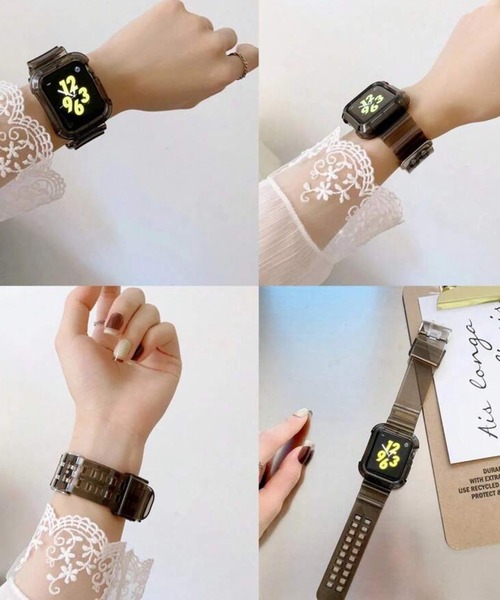 CALIFORNIA OUTFITTERS(カリフォルニア アウトフィッターズ)の「8B3 クリアスマートウォッチ Apple Watchバンド ケース一体型ベルト 38mm 40mm 41mm 42mm 44mm 45mm(デジタル腕時計・レディース・ブラック/クリア・38-41mm/42-45mm)」の13枚目の写真