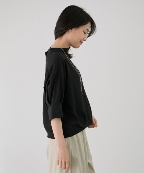 Jayro（ジャイロ）の「後ろZIP5分袖シャツ（シャツ/ブラウス・レディース・ダークブラウン/ブラック/ホワイト系その他・FREE）」の9枚目の写真