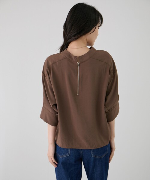 Jayro（ジャイロ）の「後ろZIP5分袖シャツ（シャツ/ブラウス・レディース・ダークブラウン/ブラック/ホワイト系その他・FREE）」の5枚目の写真