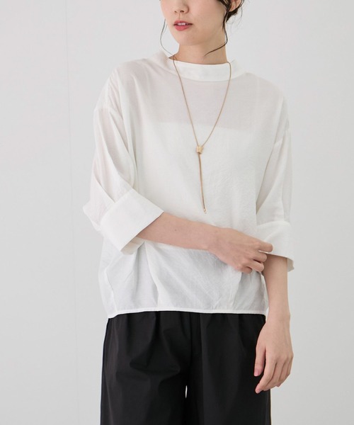 Jayro（ジャイロ）の「後ろZIP5分袖シャツ（シャツ/ブラウス・レディース・ダークブラウン/ブラック/ホワイト系その他・FREE）」の2枚目の写真