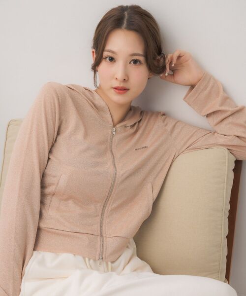 ems excite（エムズエキサイト）の「ラメ混ZIPパーカー（Tシャツ/カットソー・レディース・ブラック/オフホワイト/ピンク・FREE）」の4枚目の写真