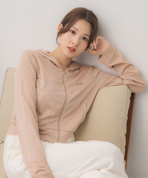 ems excite（エムズエキサイト）の「ラメ混ZIPパーカー（Tシャツ/カットソー・レディース・ブラック/オフホワイト/ピンク・FREE）」の5枚目の写真