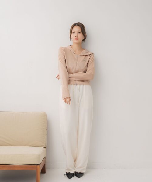 ems excite（エムズエキサイト）の「ラメ混ZIPパーカー（Tシャツ/カットソー・レディース・ブラック/オフホワイト/ピンク・FREE）」の6枚目の写真