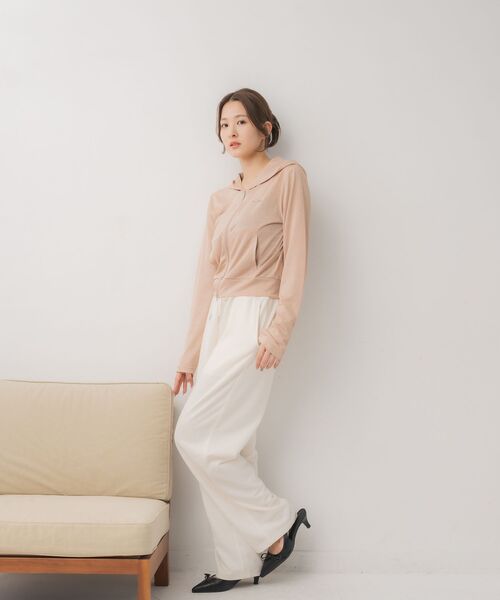 ems excite（エムズエキサイト）の「ラメ混ZIPパーカー（Tシャツ/カットソー・レディース・ブラック/オフホワイト/ピンク・FREE）」の9枚目の写真