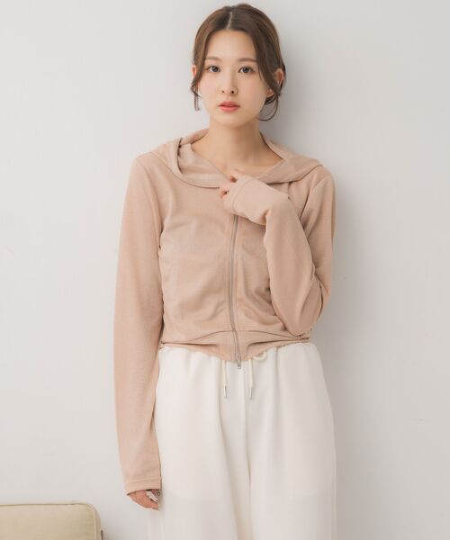 ems excite（エムズエキサイト）の「ラメ混ZIPパーカー（Tシャツ/カットソー・レディース・ブラック/オフホワイト/ピンク・FREE）」の10枚目の写真