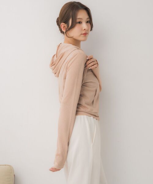 ems excite（エムズエキサイト）の「ラメ混ZIPパーカー（Tシャツ/カットソー・レディース・ブラック/オフホワイト/ピンク・FREE）」の11枚目の写真