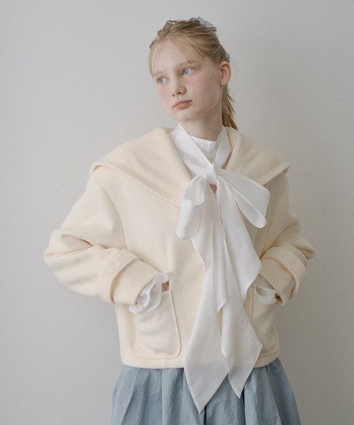 HEIREN】セーラーカラーウール調ショートコート（その他アウター