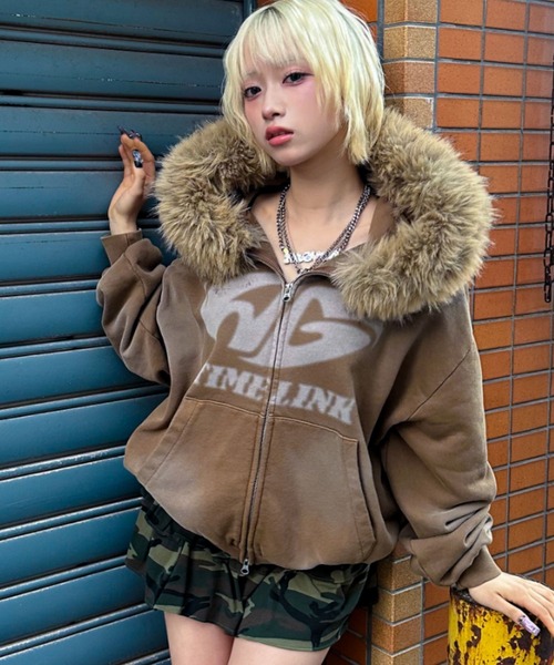 A'GEM/9 × .kom 『A'gem/エージェム』 ﾌｧｰ付加工ジップアップパーカー