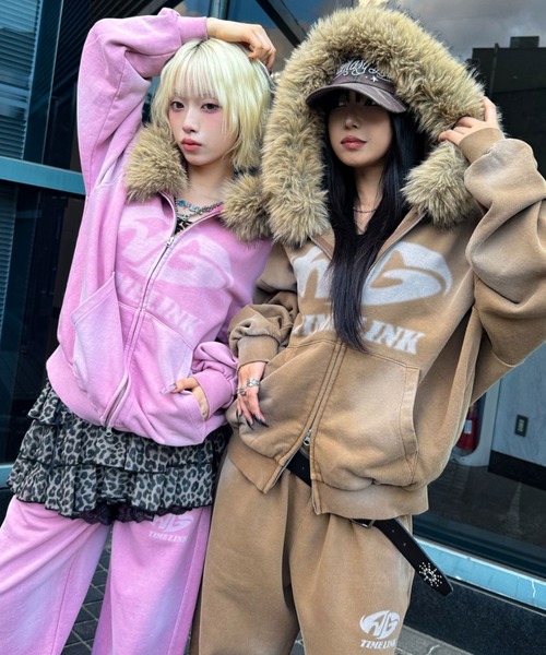 A'gem（エージェム）の「A'GEM/9 × .kom 『A'gem/エージェム』 ﾌｧｰ付加工ジップアップパーカー（パーカー・レディース・チャコールグレー/ブラウン/ピンク・FREE）」の11枚目の写真