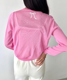 LOVALOT（ラバロット）の「バックリボン刺繍 クルーネックカーディガン（カーディガン/ボレロ）」