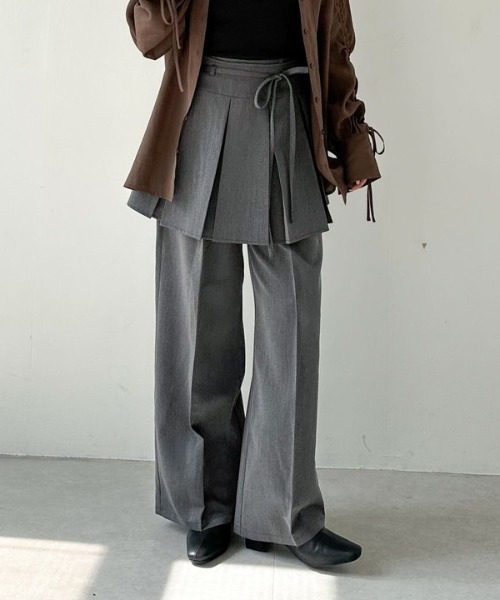 archives(アルシーヴ)の「プリーツスカート付レイヤードスラックス(その他パンツ・レディース・グレー/ブラウン・MEDIUM)」の2枚目の写真