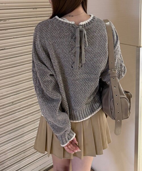 Another Branch olive des olive（アナザーブランチオリーブデオリーブ）の「ベロアモールケーブルプルオーバー（ニット/セーター・レディース・ラベンダー/イエロー/アイボリー/サックスブルー/グレー・FREE）」の15枚目の写真