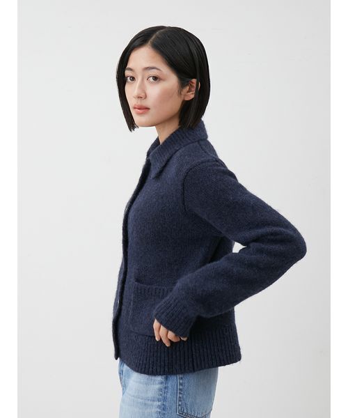 Mila Owen（ミラオーウェン）の「ビジューボタンシャギーポロニットカーディガン（カーディガン/ボレロ・レディース・イエロー/グレー/ネイビー・1/0）」の6枚目の写真