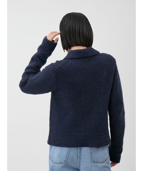 Mila Owen（ミラオーウェン）の「ビジューボタンシャギーポロニットカーディガン（カーディガン/ボレロ・レディース・イエロー/グレー/ネイビー・1/0）」の7枚目の写真