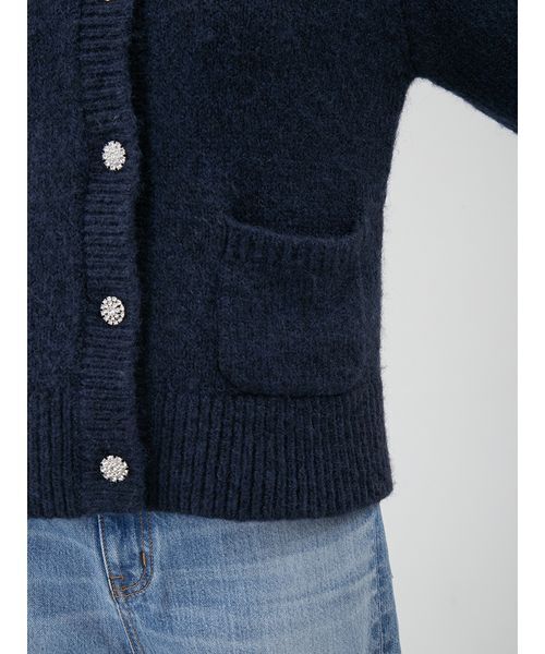 ビジューボタンシャギーポロニットカーディガン（カーディガン