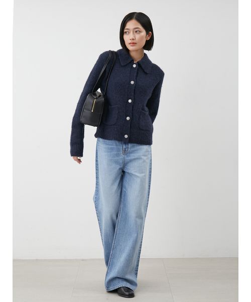 Mila Owen（ミラオーウェン）の「ビジューボタンシャギーポロニットカーディガン（カーディガン/ボレロ・レディース・イエロー/グレー/ネイビー・1/0）」の14枚目の写真