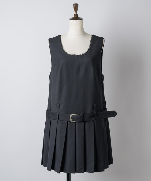 thinkto】プリーツベルトジャンパースカート（ジャンパースカート