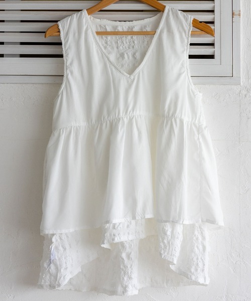 No Rule No Line（ノール－ルノーライン）の「Vネックノースリーブペプラムトップス セレモニー オケージョン 結婚式 セットアップ対応 カセットスタイル対応(別売り)（ベスト・レディース・ホワイト/ブラック・FREE）」の21枚目の写真