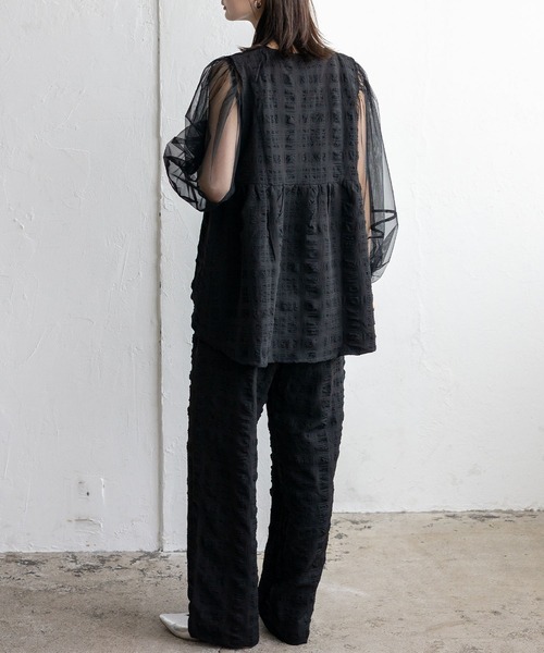 No Rule No Line（ノール－ルノーライン）の「Vネックノースリーブペプラムトップス セレモニー オケージョン 結婚式 セットアップ対応 カセットスタイル対応(別売り)（ベスト・レディース・ホワイト/ブラック・FREE）」の8枚目の写真