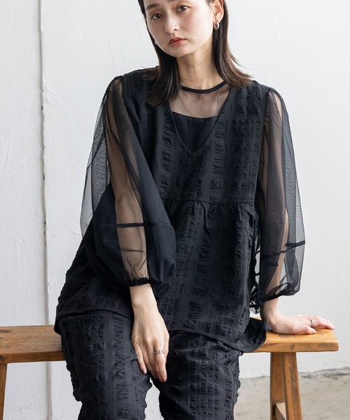 No Rule No Line（ノール－ルノーライン）の「Vネックノースリーブペプラムトップス セレモニー オケージョン 結婚式 セットアップ対応 カセットスタイル対応(別売り)（ベスト・レディース・ホワイト/ブラック・FREE）」の16枚目の写真