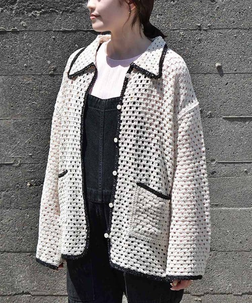 Bleu Bleuet(ブルーブルーエ)の「【ZOZO限定】クロシェシャツカラートップス(カーディガン/ボレロ・レディース・ホワイト系その他/A・FREE)」の3枚目の写真